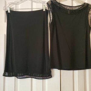2-pc DKNY black top and skirt sz M